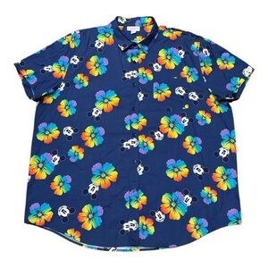 Disney Aulani Mickey Mouse Pride Collection Floral Hawaiian Shirt Men’s Sz XXL